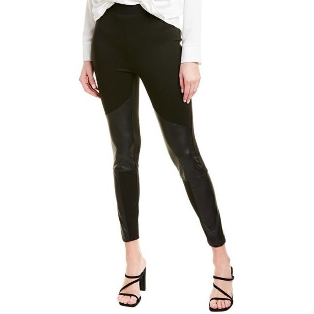 BCBGMaxAzria Black Faux Leather Panels Leggings